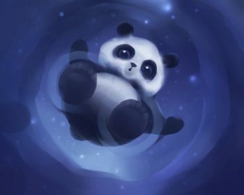 panda cub, blue Wallpaper 1280x1024
