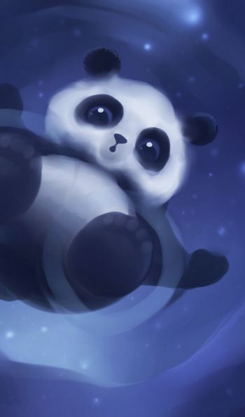 panda cub, blue Wallpaper 600x1024