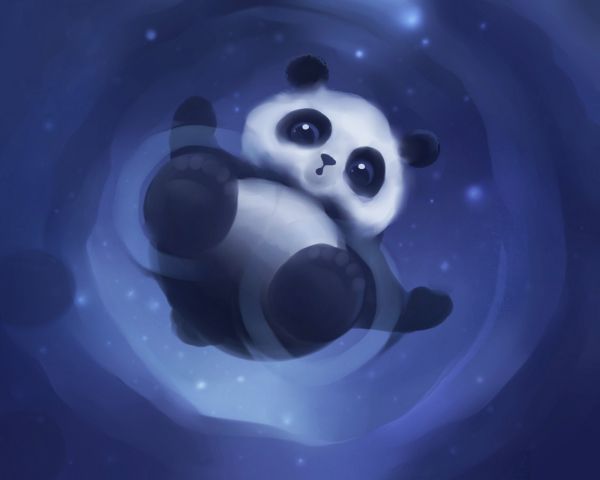 panda cub, blue Wallpaper 1280x1024