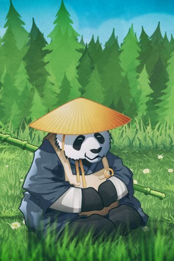 panda, bear, green Wallpaper 640x960