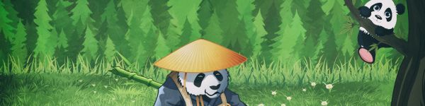panda, bear, green Wallpaper 1590x400