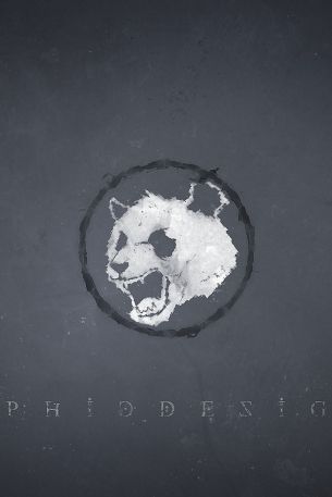 panda, gray, logo Wallpaper 640x960