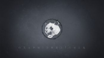 panda, gray, logo Wallpaper 1600x900
