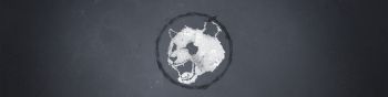 panda, gray, logo Wallpaper 1590x400