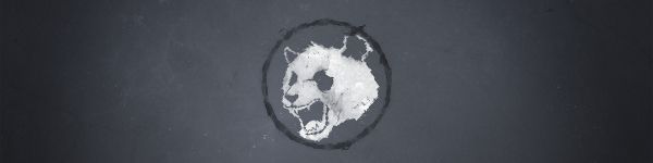 Обои 1590x400 панда, серый, логотип