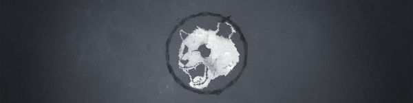 panda, gray, logo Wallpaper 1590x400