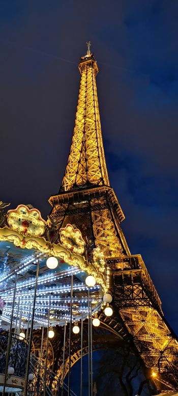 Обои 1440x3200 Эйфелева башня, Париж, Франция