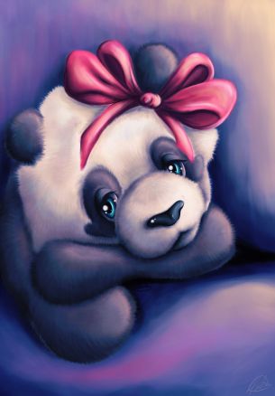 panda, purple Wallpaper 1640x2360