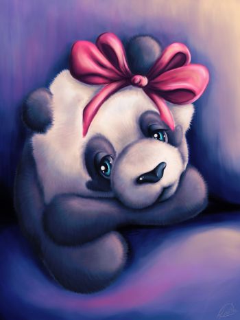 panda, purple Wallpaper 1536x2048