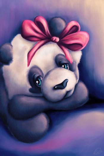 panda, purple Wallpaper 640x960