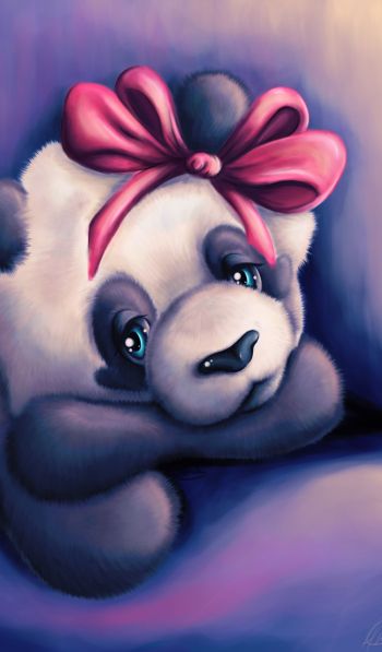 panda, purple Wallpaper 600x1024