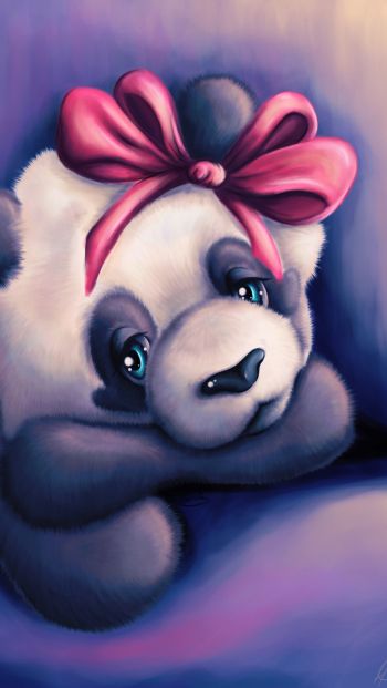 panda, purple Wallpaper 640x1136