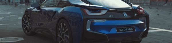 BMW I8, sports car Wallpaper 1590x400