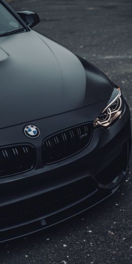 Обои 720x1440 черный BMW, спортивная машина, капот