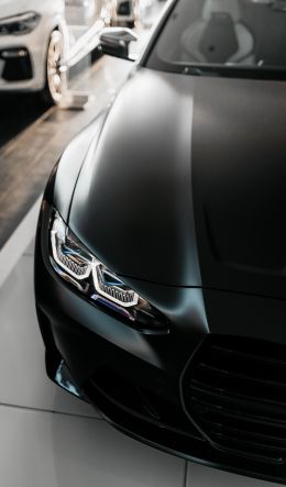 Обои 600x1024 BMW M4, черный, передняя фара