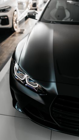 Обои 640x1136 BMW M4, черный, передняя фара