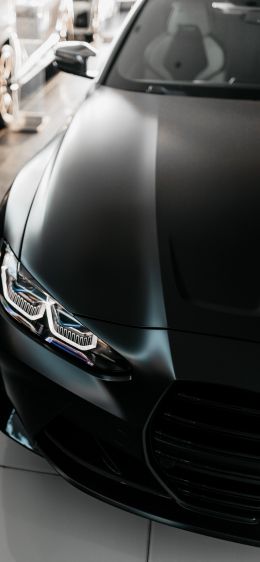 BMW M4, black, headlight Wallpaper 1125x2436