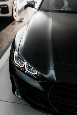 Обои 640x960 BMW M4, черный, передняя фара