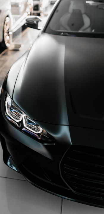 BMW M4, black, headlight Wallpaper 1440x2960