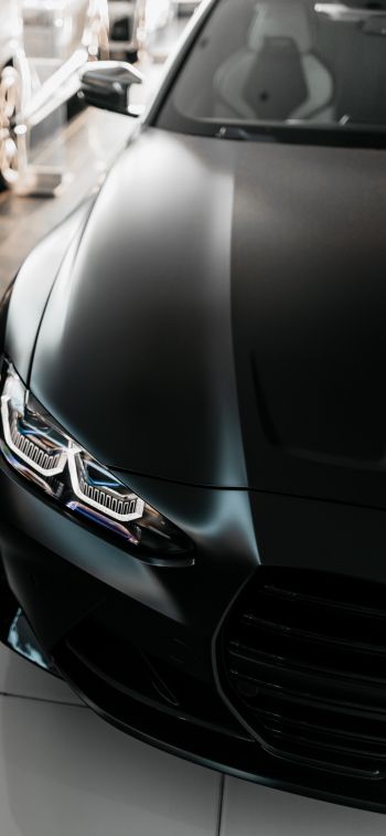 BMW M4, black, headlight Wallpaper 1242x2688