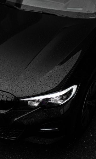 black bmw, headlight, hood Wallpaper 1200x2000