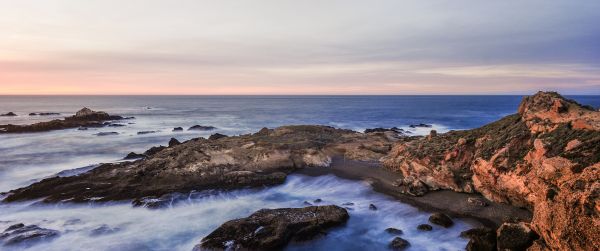 Point Lobos, sea, shore Wallpaper 3440x1440