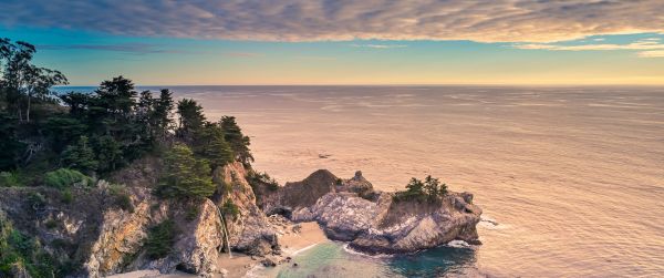 Big-Sur, sea, shore Wallpaper 3440x1440