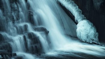 waterfall, river, dark Wallpaper 2048x1152