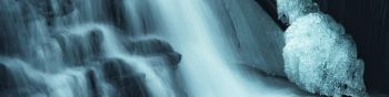 waterfall, river, dark Wallpaper 1590x400