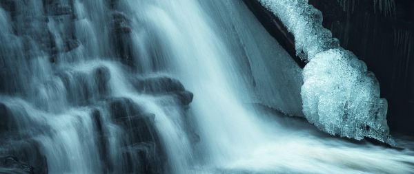 waterfall, river, dark Wallpaper 2560x1080