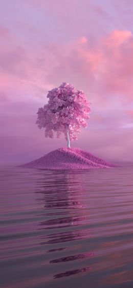 tree, pink Wallpaper 1170x2532