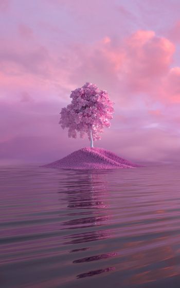 tree, pink Wallpaper 1600x2560