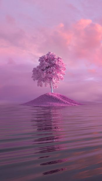 tree, pink Wallpaper 640x1136