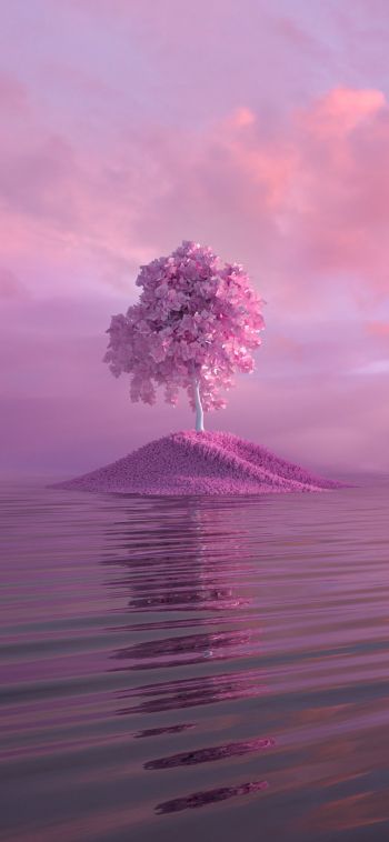 tree, pink Wallpaper 1080x2340