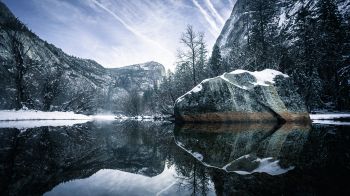 winter, reflection, gray Wallpaper 1280x720