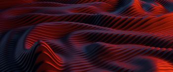 abstraction, red, waves Wallpaper 3440x1440