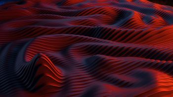 Обои 1600x900 абстракция, красный, волны