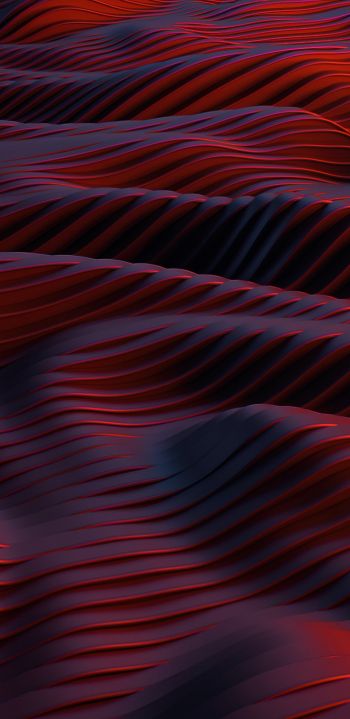 abstraction, red, waves Wallpaper 1080x2220