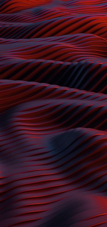 abstraction, red, waves Wallpaper 1080x2280