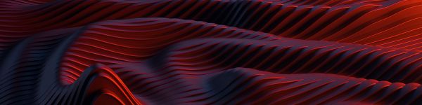 abstraction, red, waves Wallpaper 1590x400