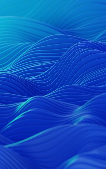 abstraction, waves, blue Wallpaper 1752x2800