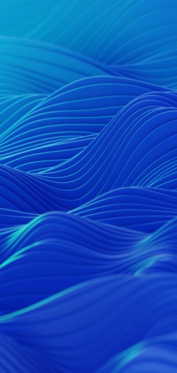 abstraction, waves, blue Wallpaper 1440x3040
