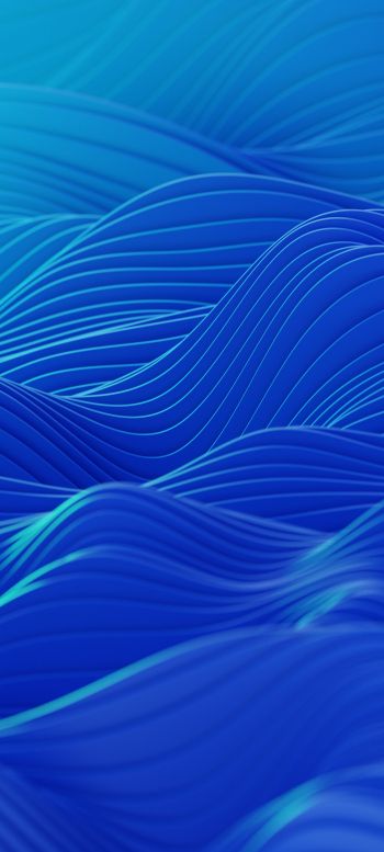 abstraction, waves, blue Wallpaper 1440x3200