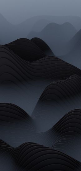 abstraction, waves, black Wallpaper 720x1520