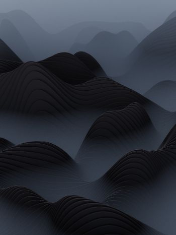 abstraction, waves, black Wallpaper 1620x2160