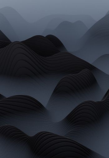 abstraction, waves, black Wallpaper 1640x2360