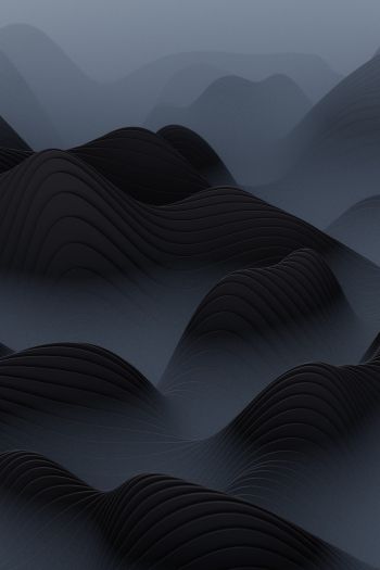abstraction, waves, black Wallpaper 640x960