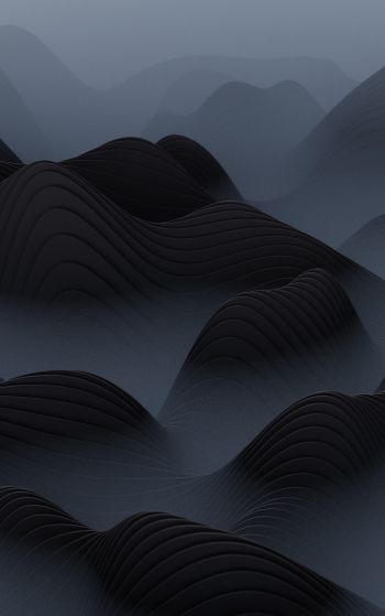 abstraction, waves, black Wallpaper 1752x2800