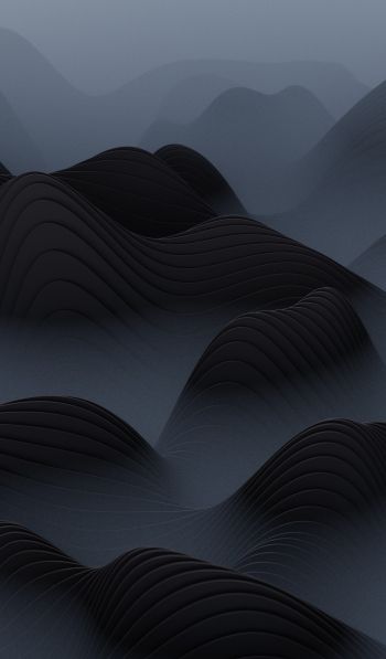 abstraction, waves, black Wallpaper 600x1024