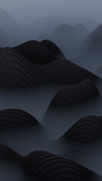 abstraction, waves, black Wallpaper 640x1136